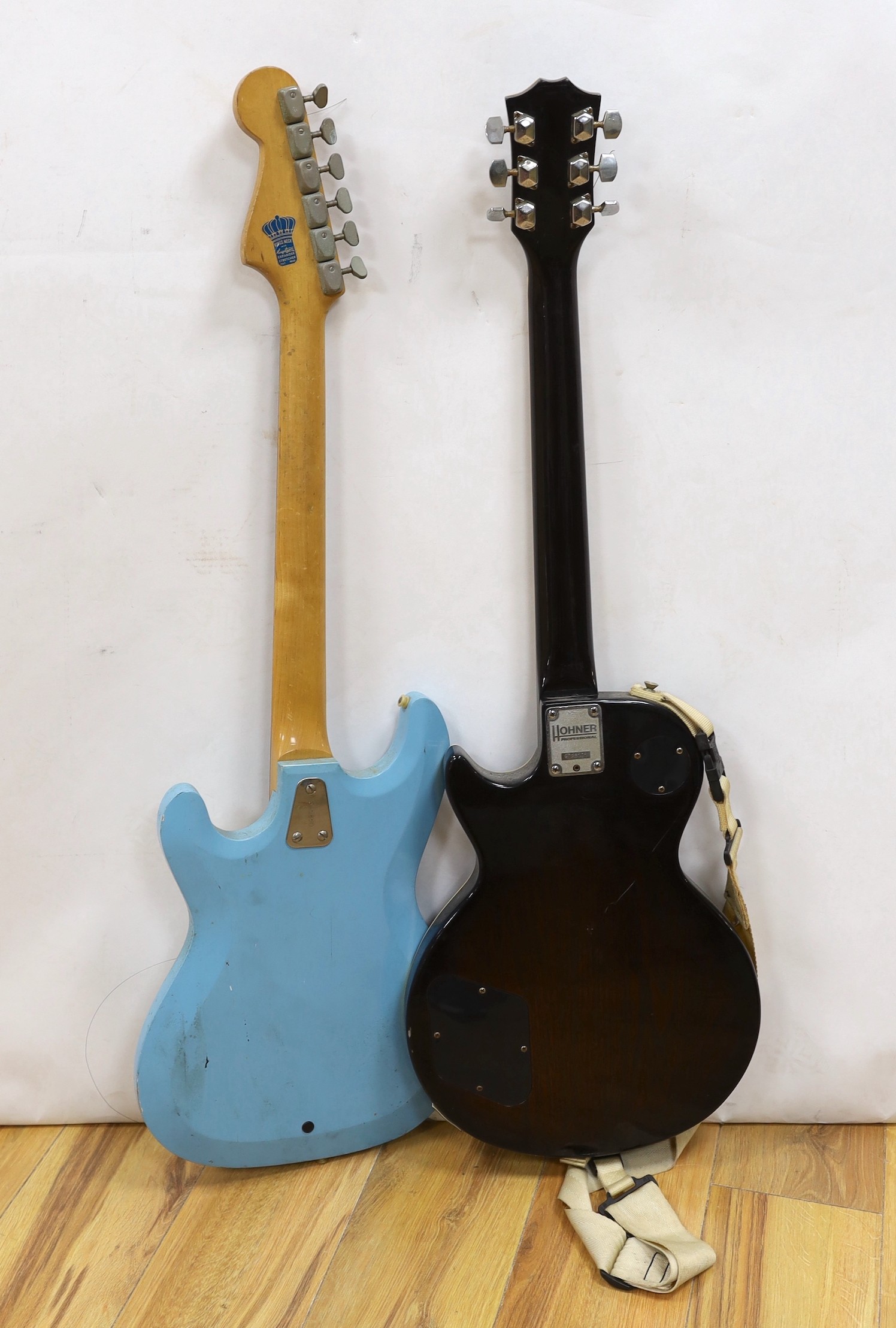 A 1960s Futurama guitar and a Hohner electric guitar